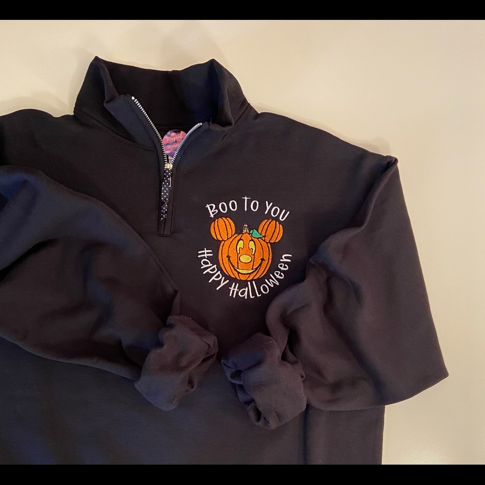 Embroidered Mickey Pumpkin Halloween Quarter Zip
